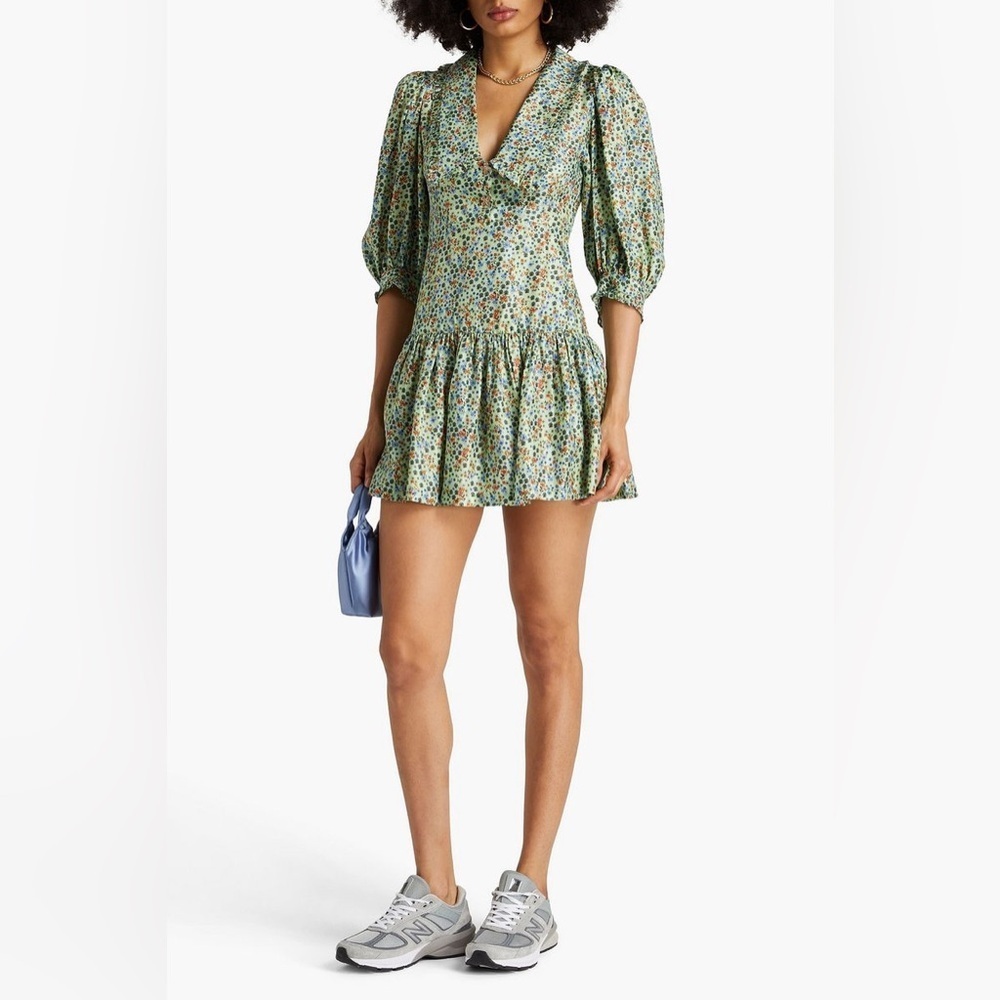 SANDRO

Floral-Print Silk-Twill Mini Dress size 36